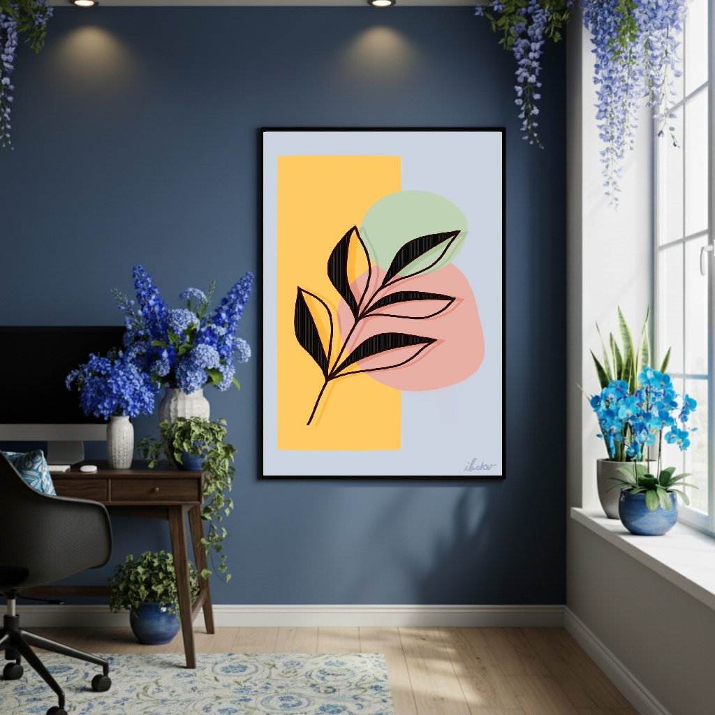 Quadro Decorativo Ramo Colorido - 70x50cm
