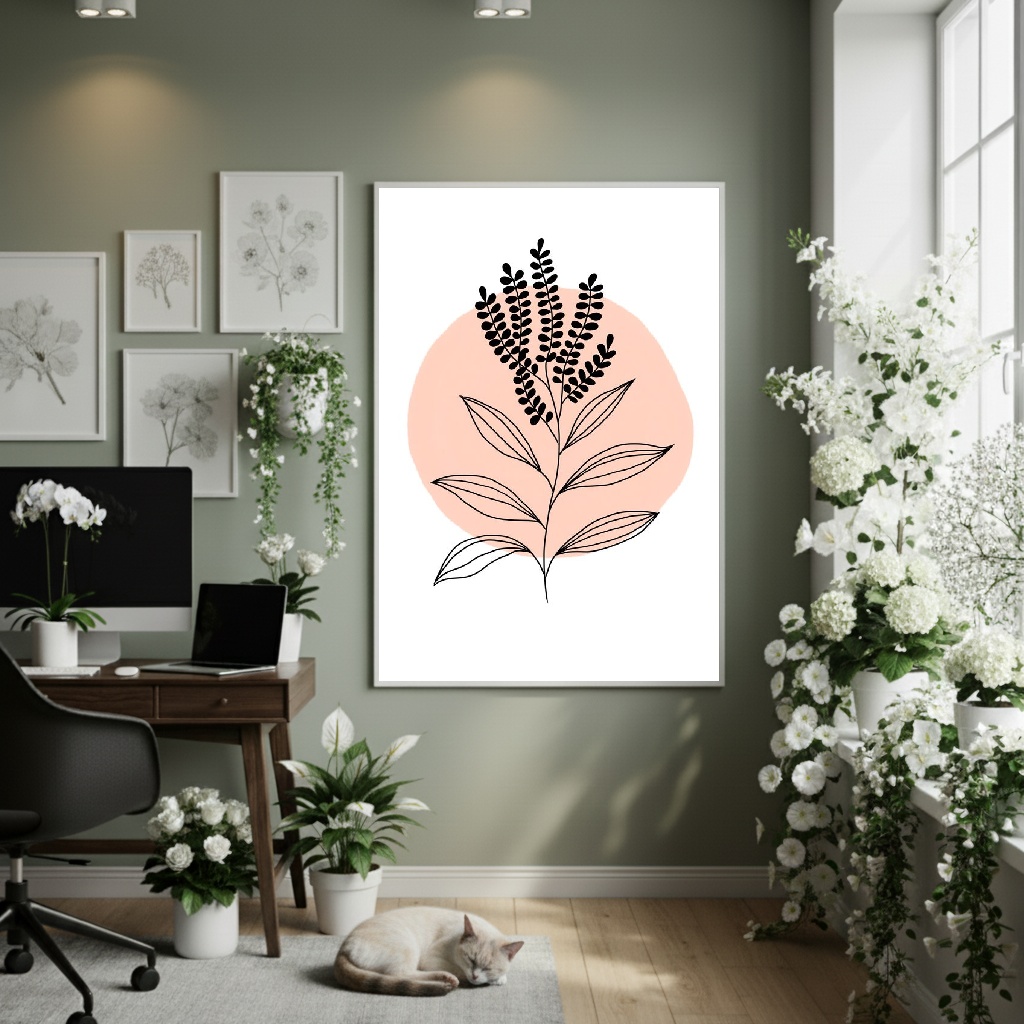 Quadro Decorativo Ramo Pêssego - 70x50cm