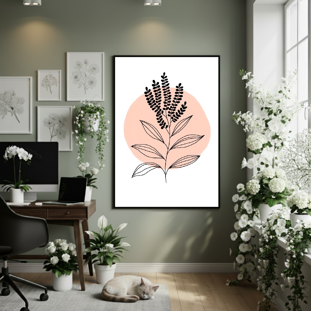 Quadro Decorativo Ramo Pêssego - 70x50cm