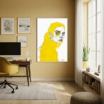 Quadro Decorativo Retrato Em Açafrão - 70x50cm