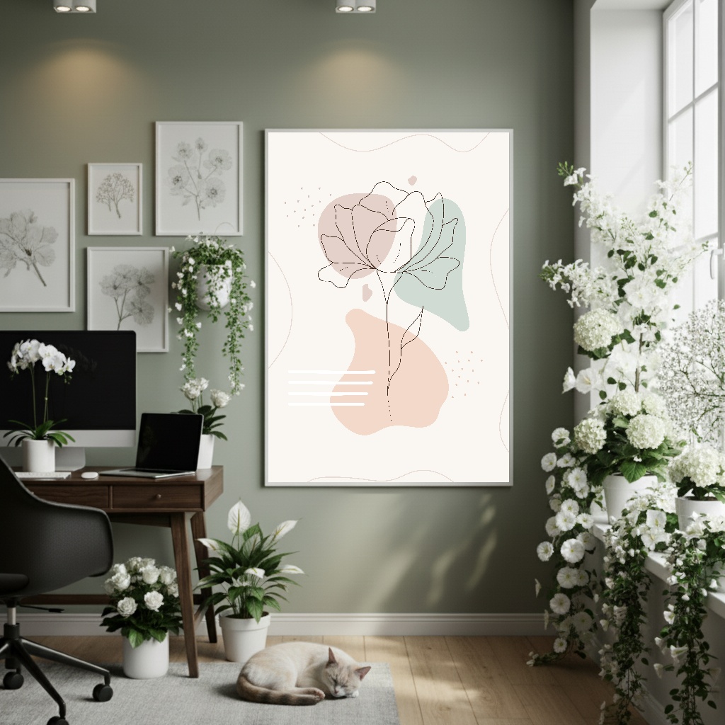 Quadro Decorativo Rosa Abstrata - 70x50cm