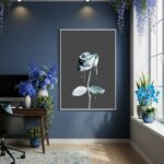Quadro Decorativo Rosa Azul Escorrendo - 70x50cm