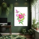 Quadro Decorativo Rosa Beija Flor - 70x50cm
