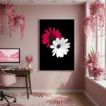Quadro Decorativo Rosa E Branco - 70x50cm
