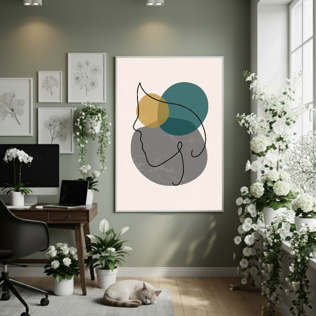 Quadro Decorativo Rosto Abstrato - 70x50cm