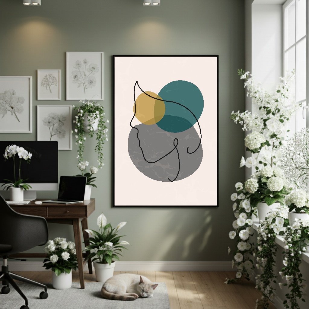 Quadro Decorativo Rosto Abstrato - 70x50cm
