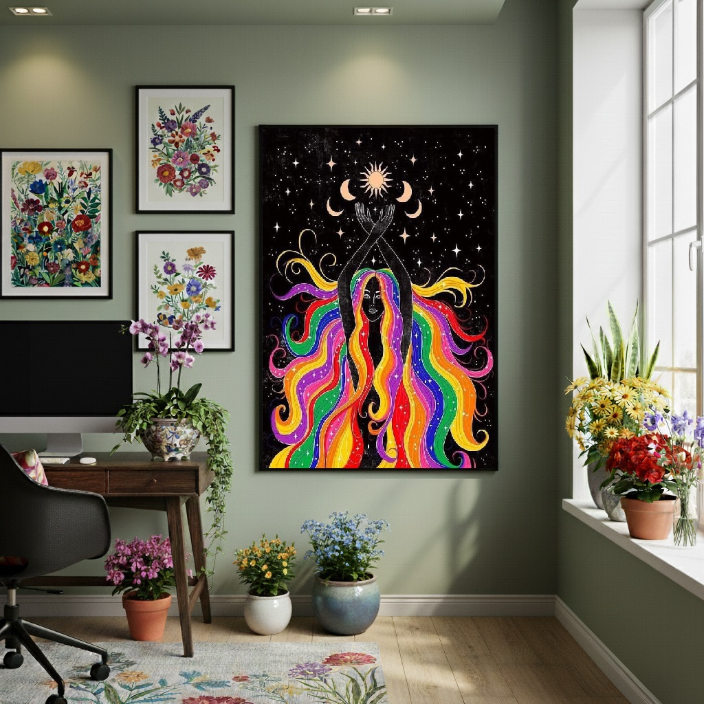 Quadro Decorativo Sagrado Feminino - 70x50cm
