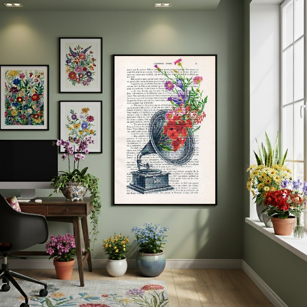 Quadro Decorativo Som Das Flores - 70x50cm