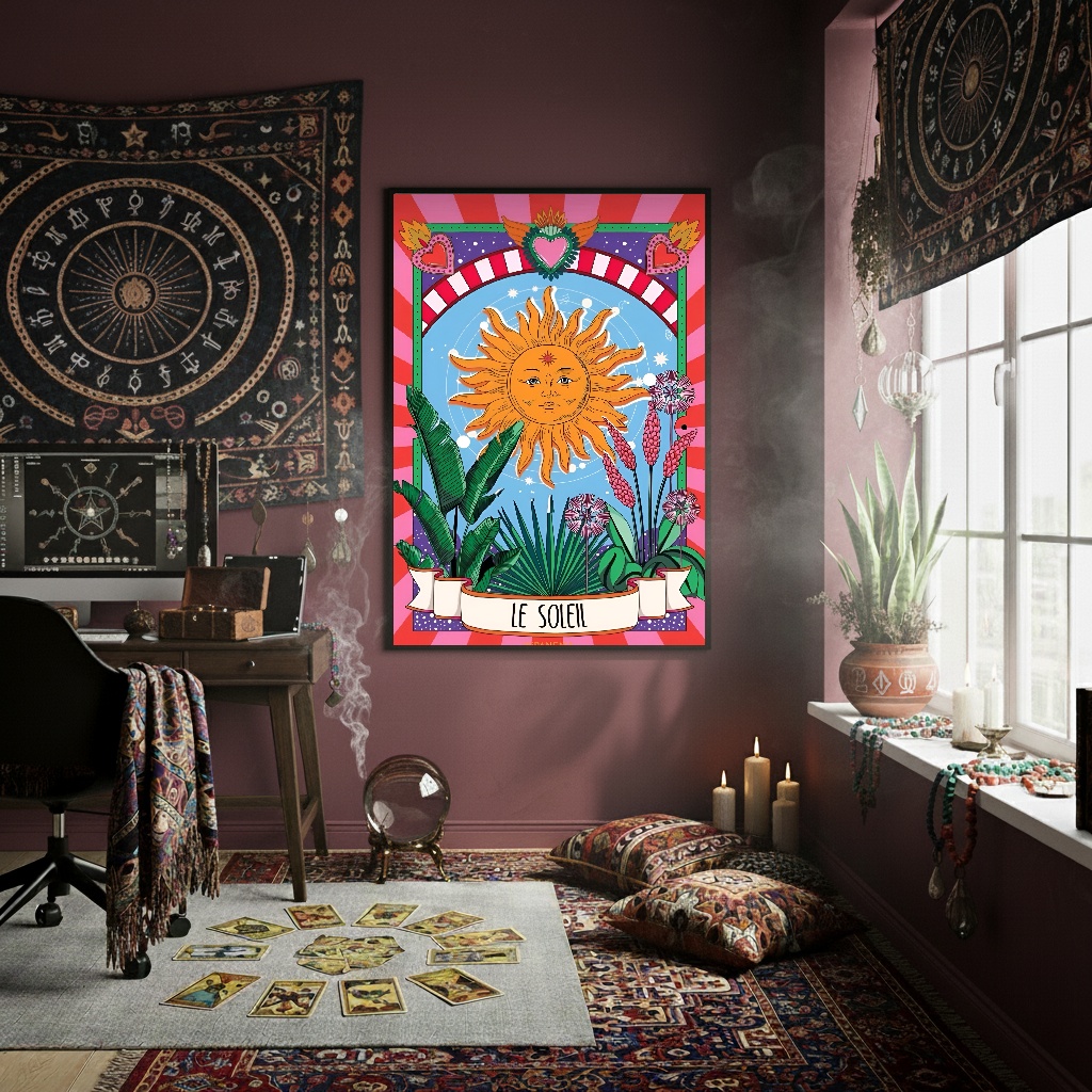 Quadro Decorativo Tarot Sol Paixão - 70x50cm