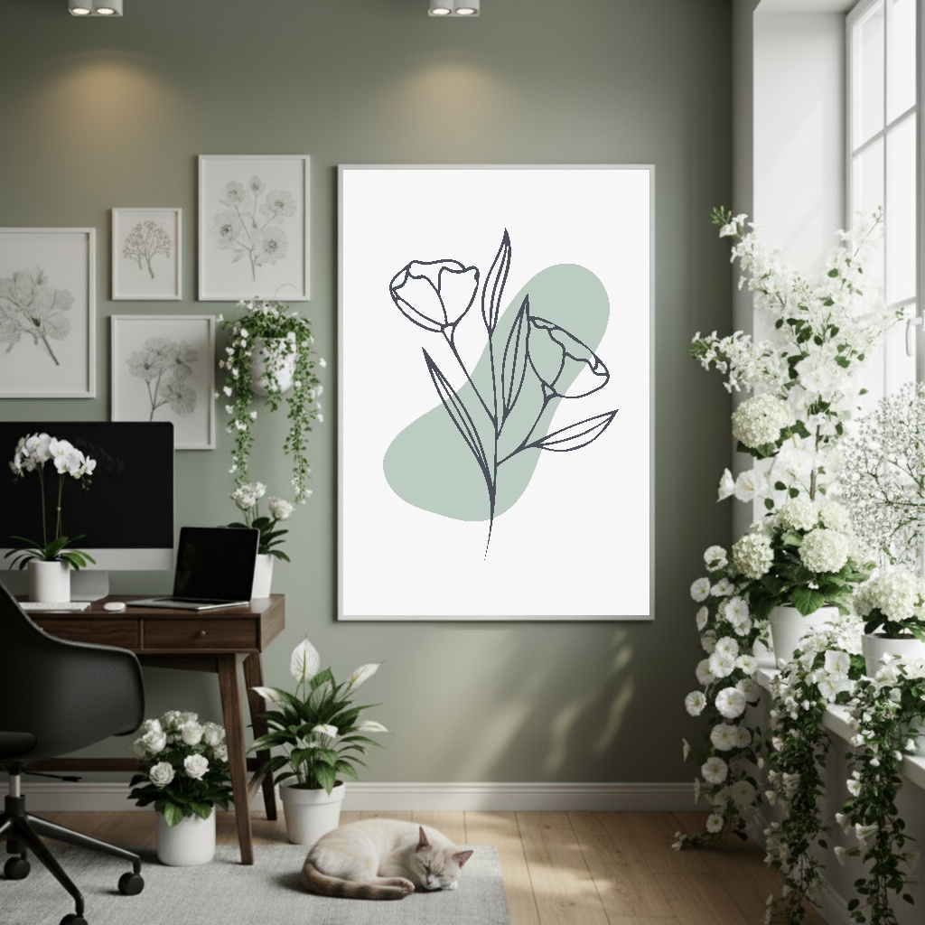 Quadro Decorativo Tulipas Minimalistas - 70x50cm