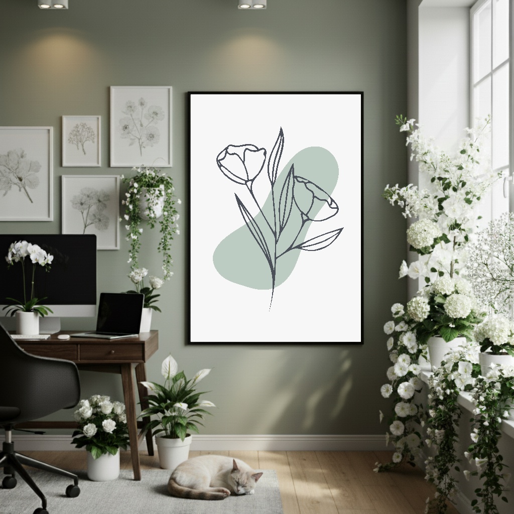 Quadro Decorativo Tulipas Minimalistas - 70x50cm