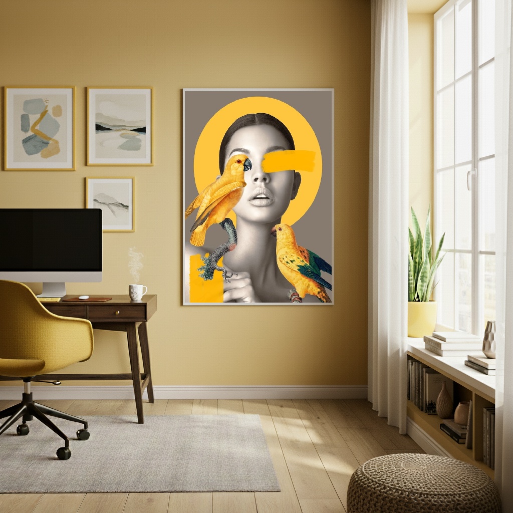 Quadro Decorativo Vigília Amarela - 70x50 cm