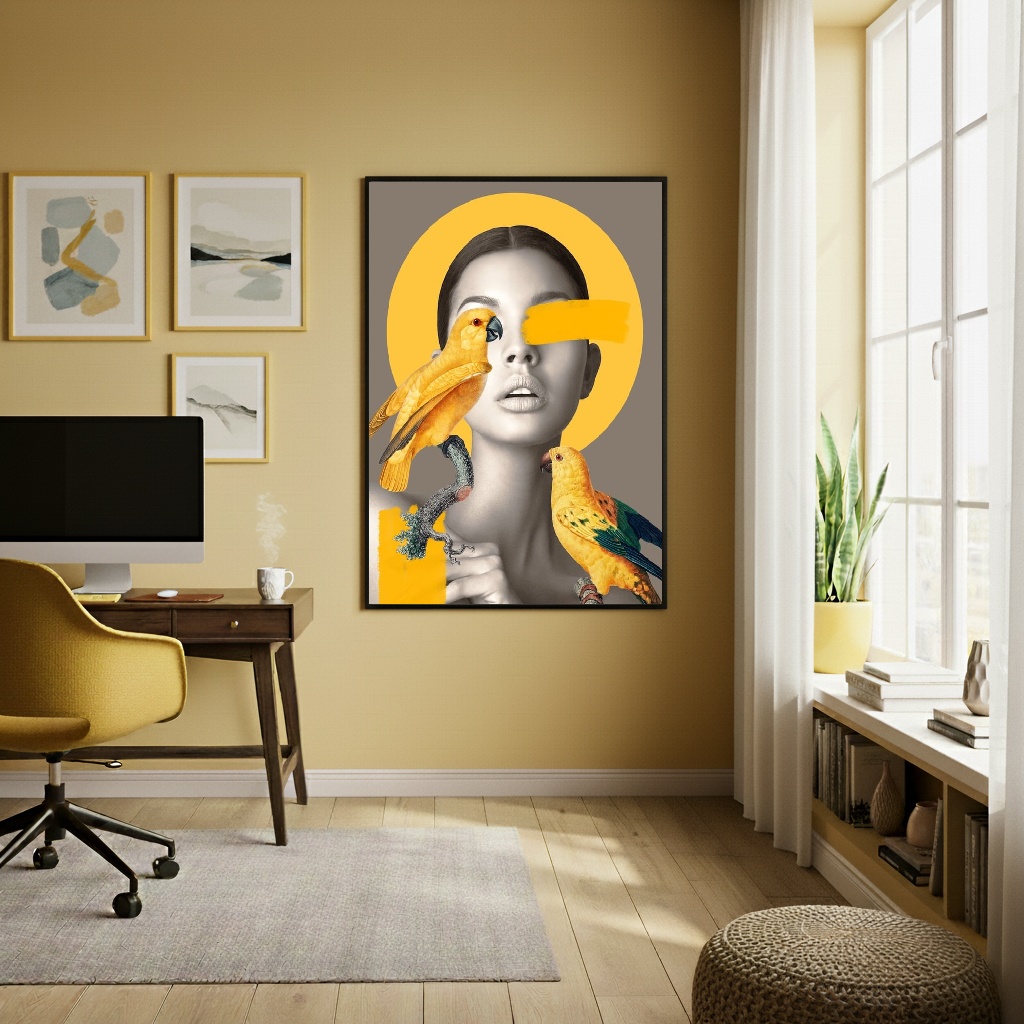 Quadro Decorativo Vigília Amarela - 70x50 cm