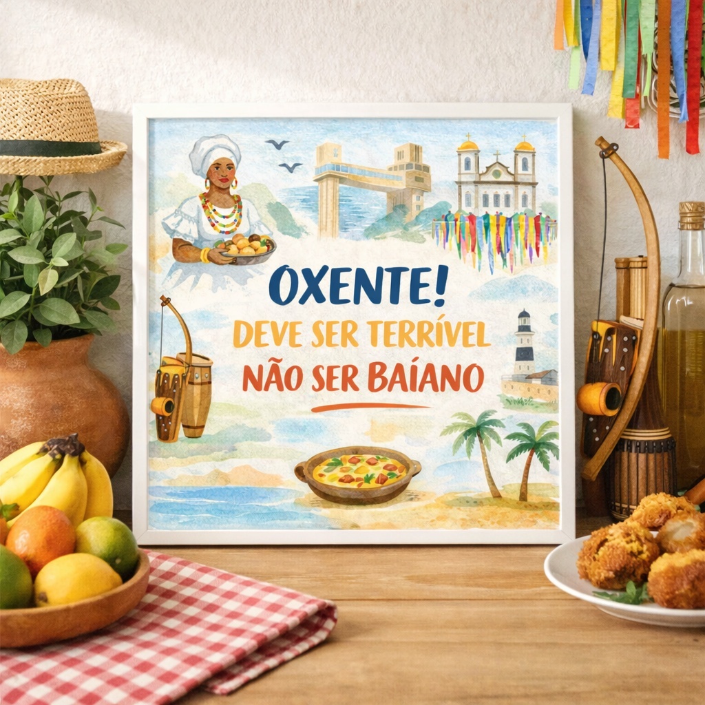 Quadro Bahia - Amo Ser Baiano - 33x33 Cm