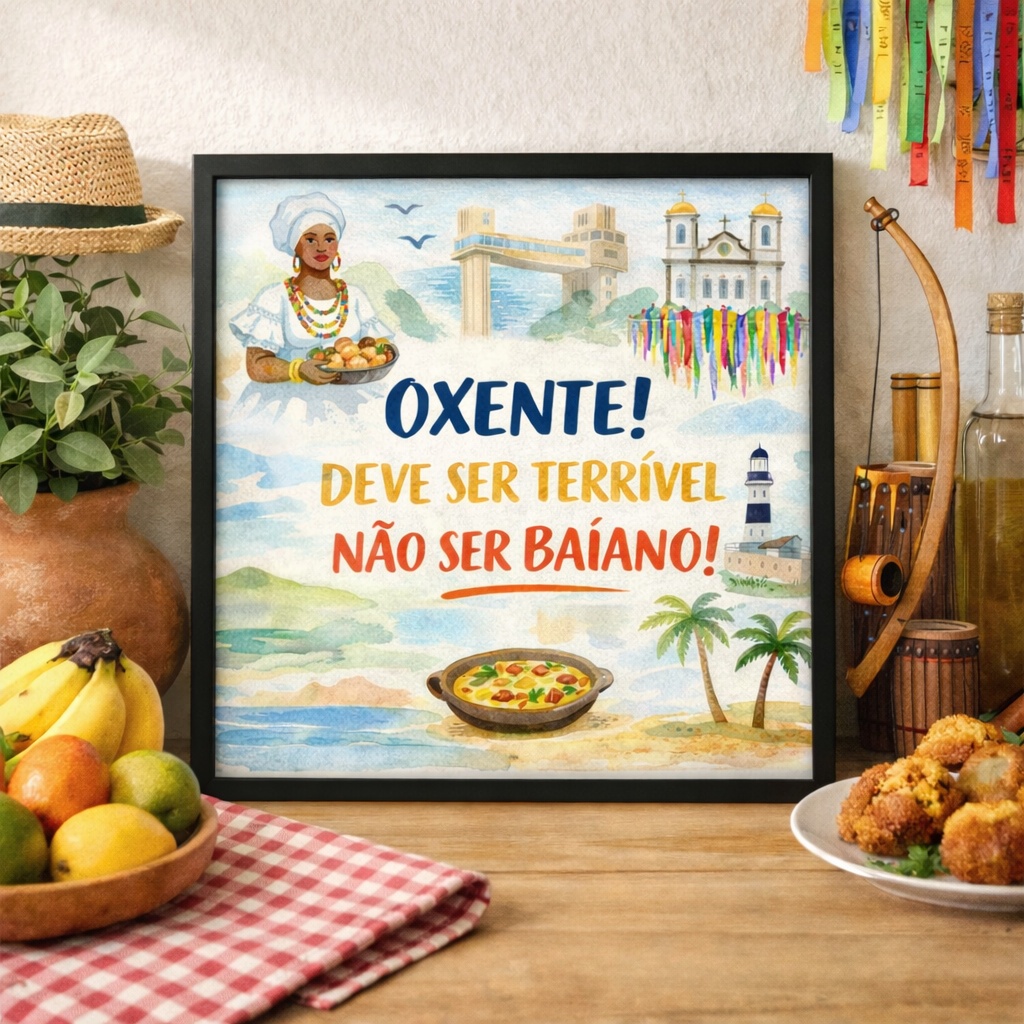 Quadro Bahia - Amo Ser Baiano - 33x33 Cm