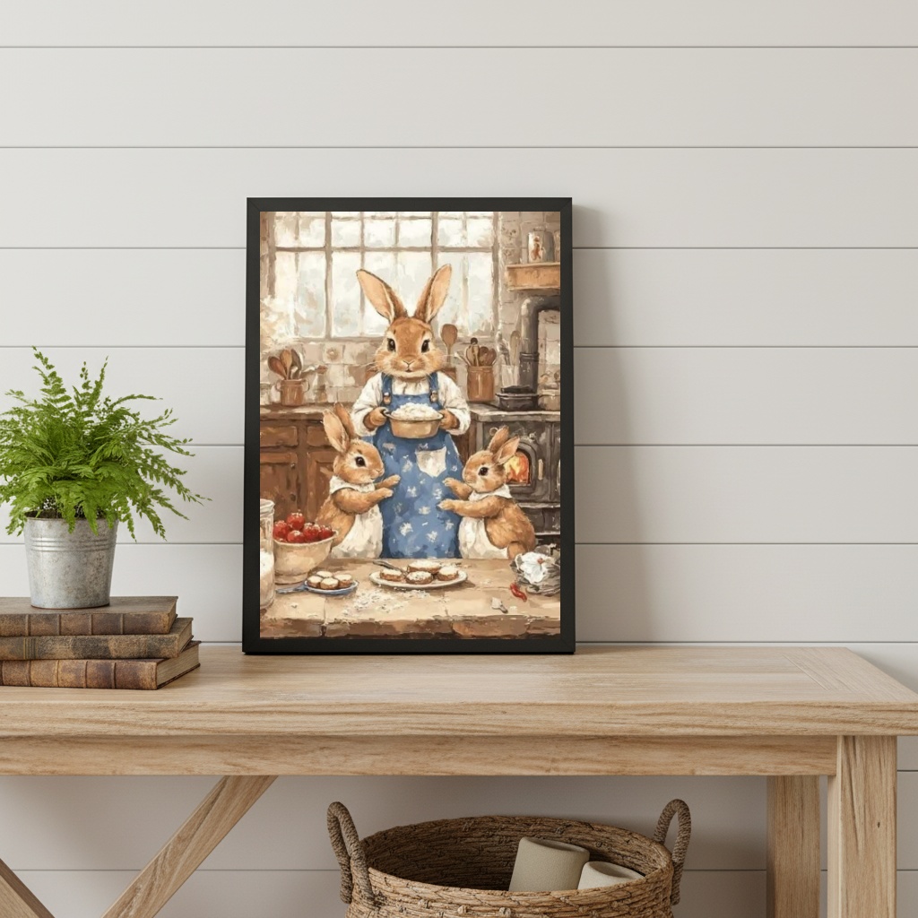 Quadro Decorativo Coelhinhos Na Cozinha