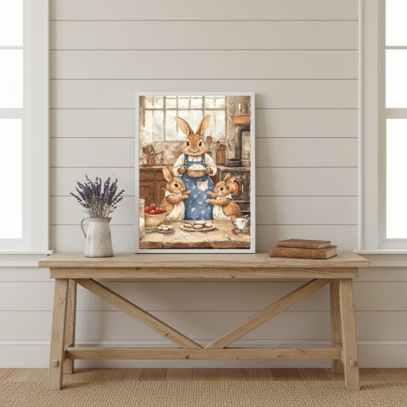 Quadro Decorativo Coelhinhos Na Cozinha