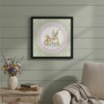 Quadro Decorativo Coelhinhos Vintage -33x33 Cm