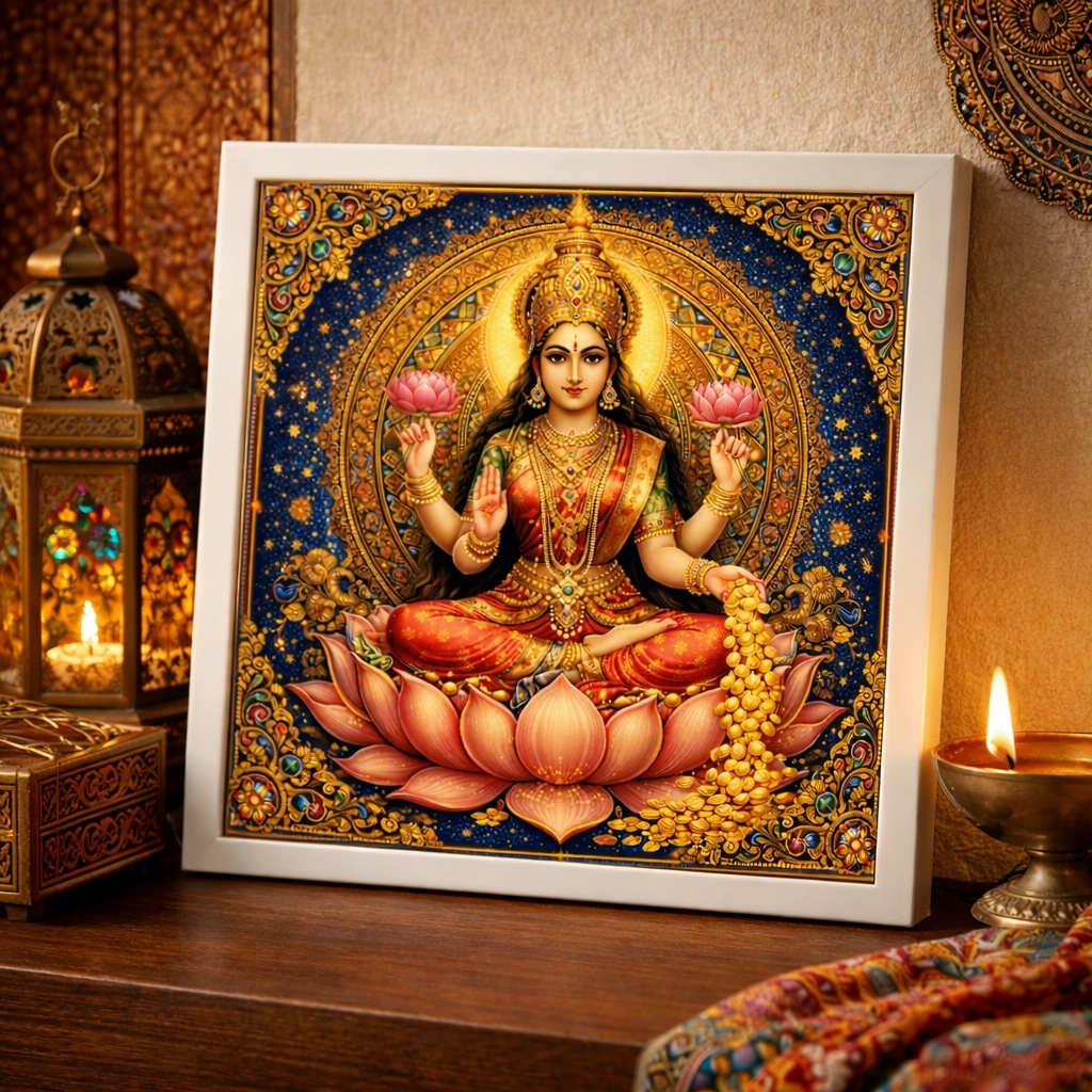 Quadro Deusa Lakshmi - 33x33 Cm