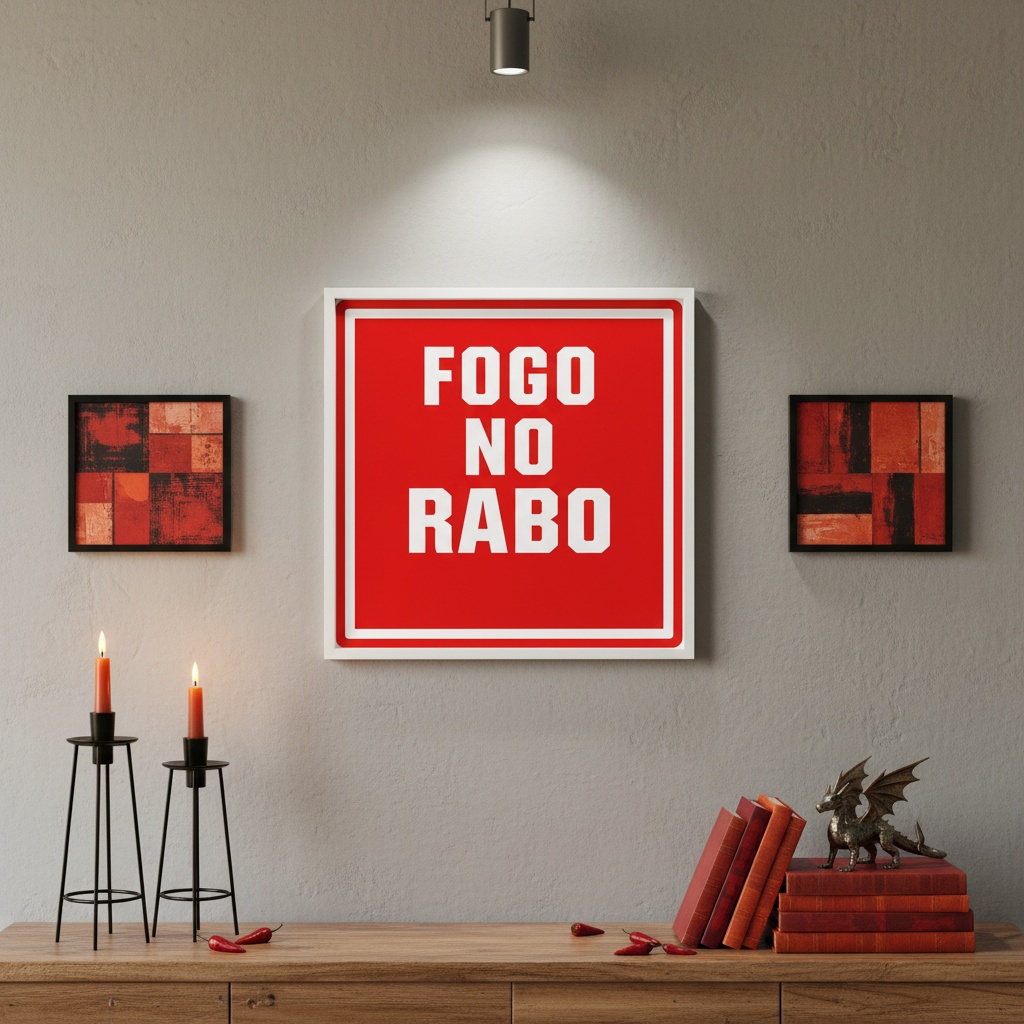 Quadro Divertido Fogo No Rabo - 33x33 Cm