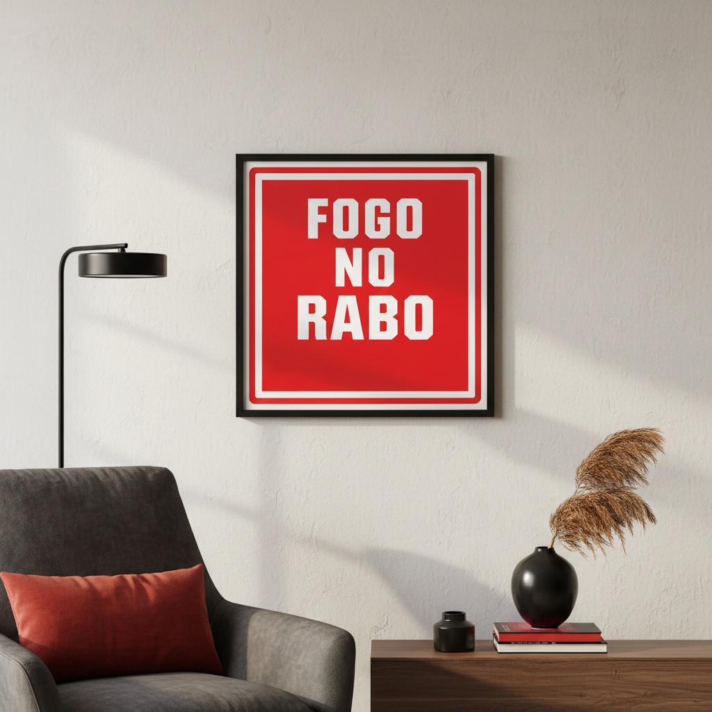 Quadro Divertido Fogo No Rabo - 33x33 Cm