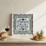 Quadro Estilo Azulejo Comida é Cultura - 33x33 Cm