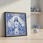 Quadro Estilo Azulejo Sagrado Coração De Jesus - 33x33 Cm