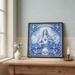 Quadro Estilo Azulejo Sagrado Coração De Maria - 33x33 Cm