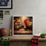 Quadro Galo x Raposa - 33x33 Cm