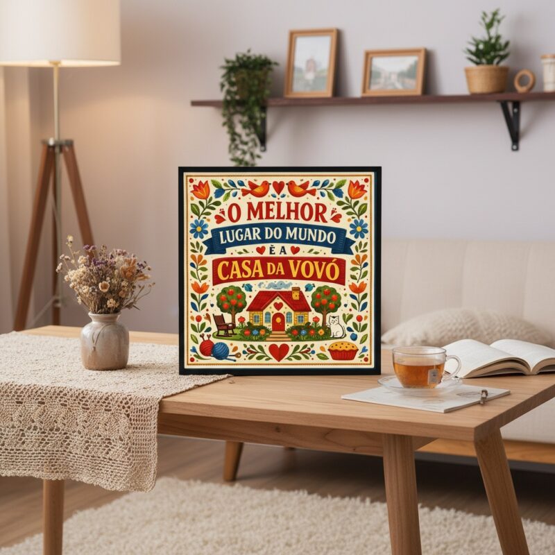 Quadro O Melhor Lugar Do Mundo É A Casa Da Vovó - 33x33 Cm
