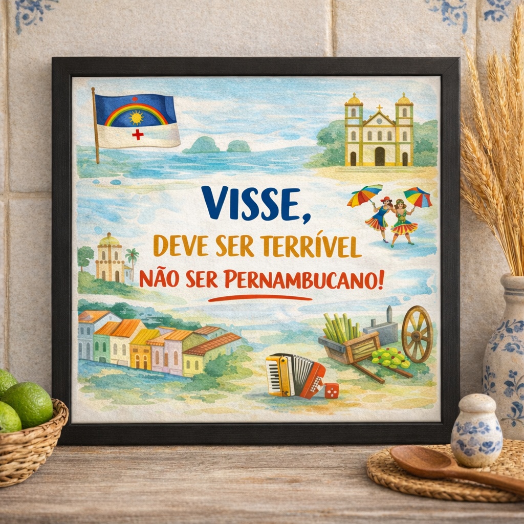 Quadro Pernambuco - Pernambucano - 33x33 Cm