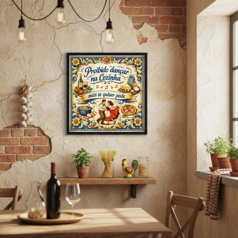 Quadro Proibido Dançar Na Cozinha - 33x33 Cm