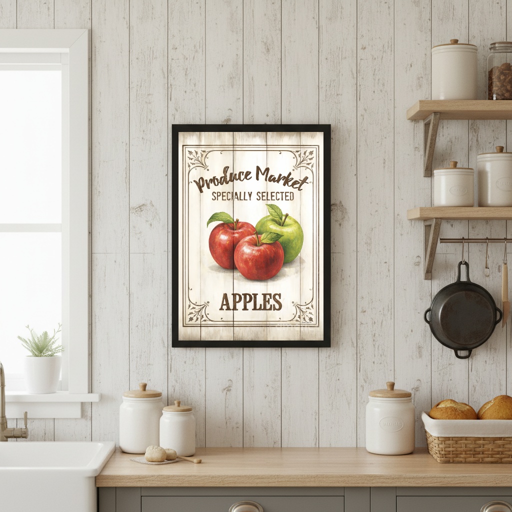 Quadro Vintage Para Cozinha - Maçãs