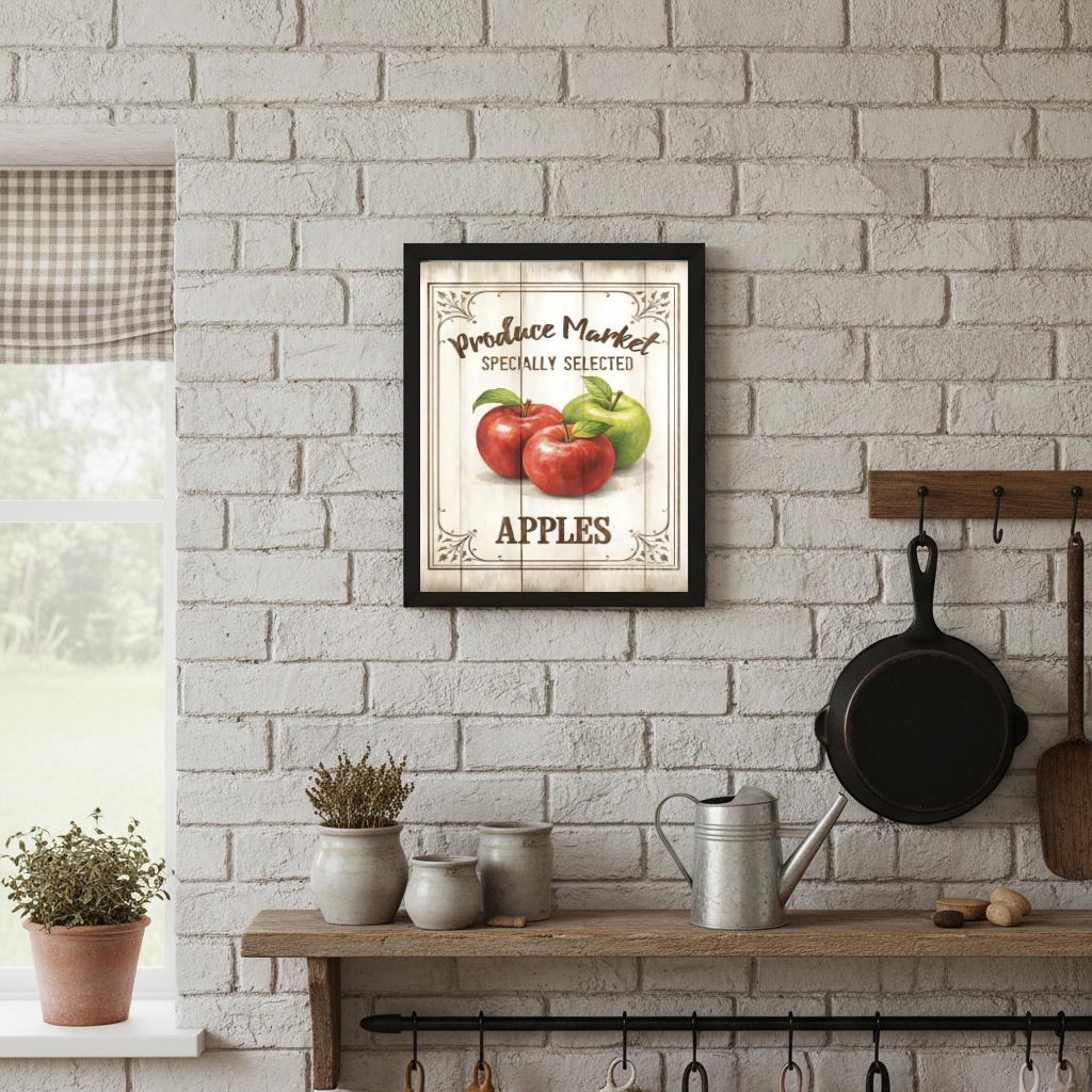 Quadro Vintage Para Cozinha - Maçãs
