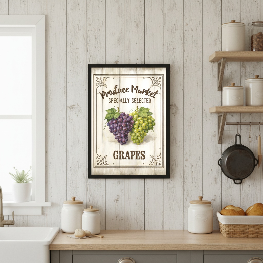 Quadro Vintage Para Cozinha - Uvas