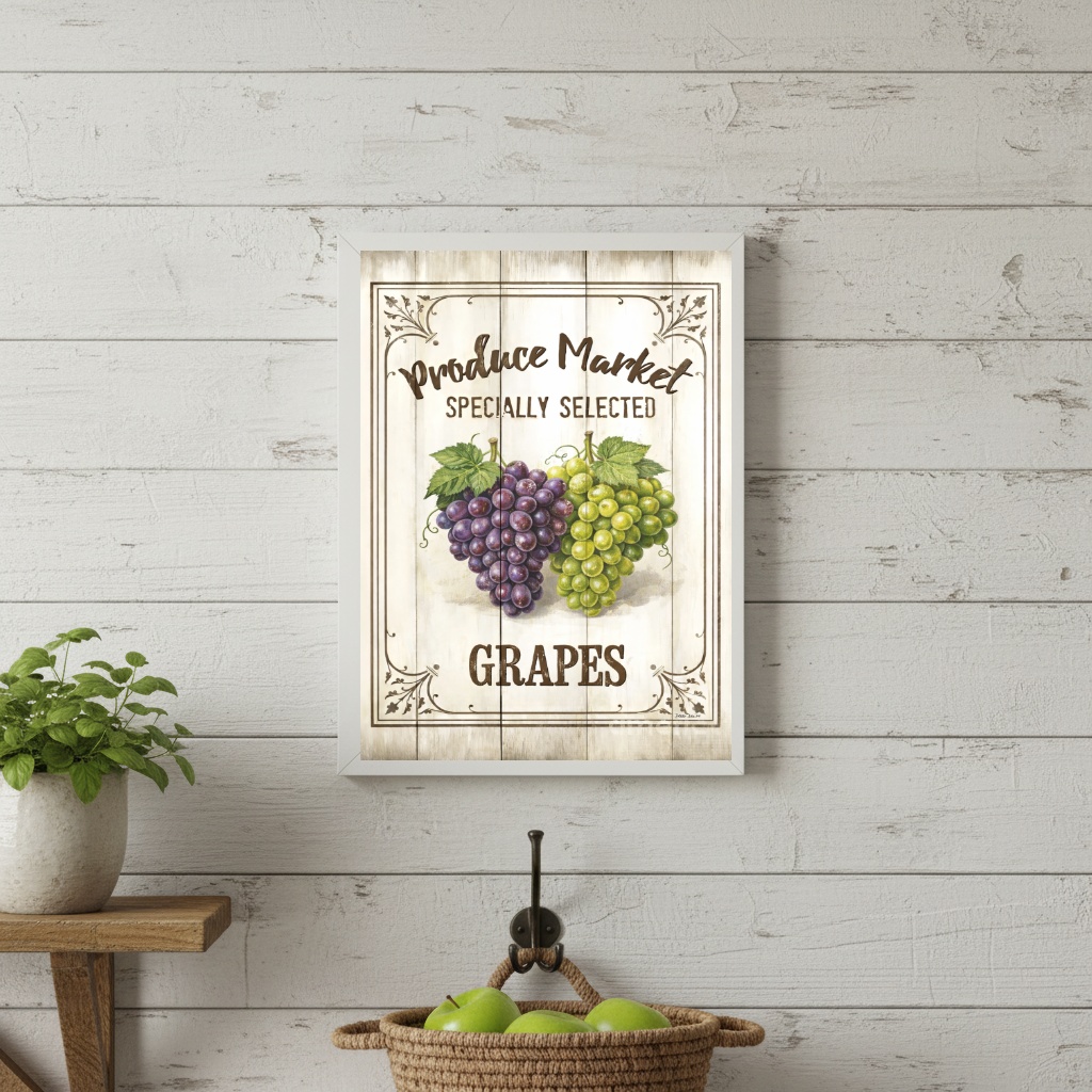 Quadro Vintage Para Cozinha - Uvas