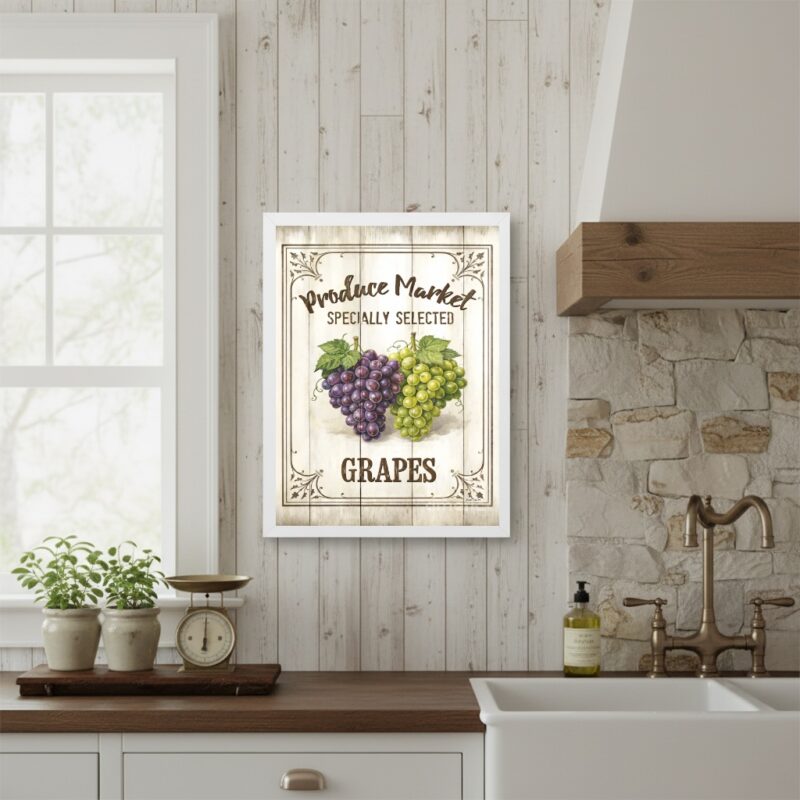 Quadro Vintage Para Cozinha - Uvas