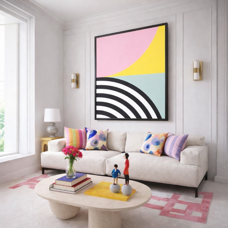 Quadro Canvas Geométrico Candy Color