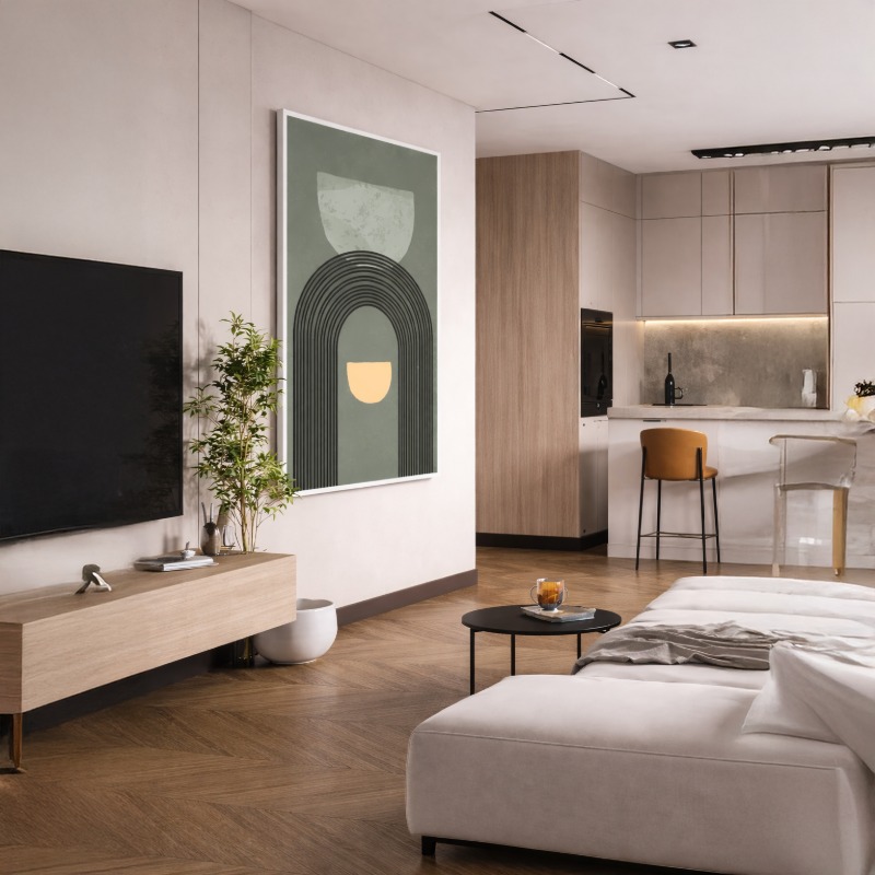 Quadro Canvas Abstract Arco Linear Minimalista