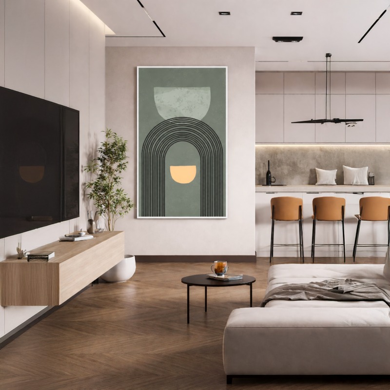 Quadro Canvas Abstract Arco Linear Minimalista