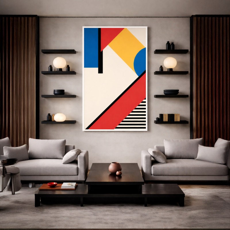 Quadro Canvas Abstrata Geométrica Bauhaus