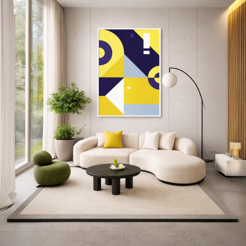 Quadro Canvas Abstrato Azul Amarelo