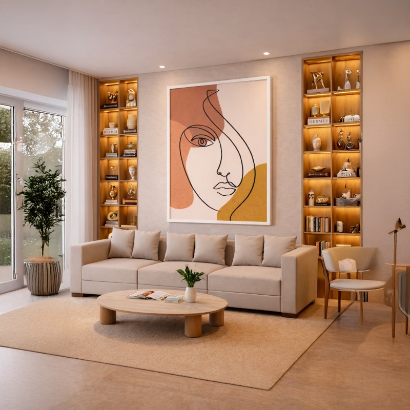 Quadro Canvas Abstrato Face Linear