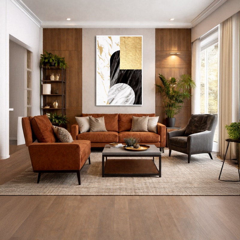 Quadro Canvas Abstrato Geométrico Gold