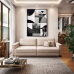 Quadro Canvas Abstrato Geométrico Preto e Branco Moderno