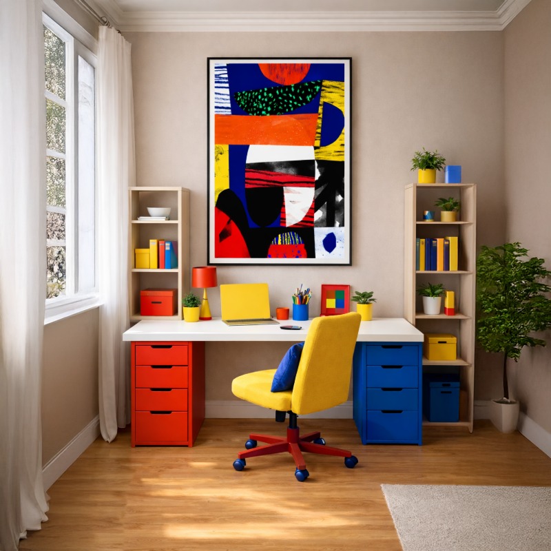 Quadro Canvas Abstrato Horizontal Cores Intensas