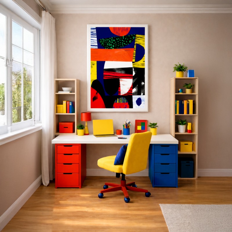 Quadro Canvas Abstrato Horizontal Cores Intensas