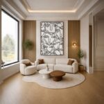 Quadro Canvas Abstrato Line Art Rostos Preto e Branco