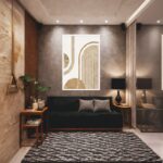 Quadro Canvas Abstrato Linhas de Coral Cinza