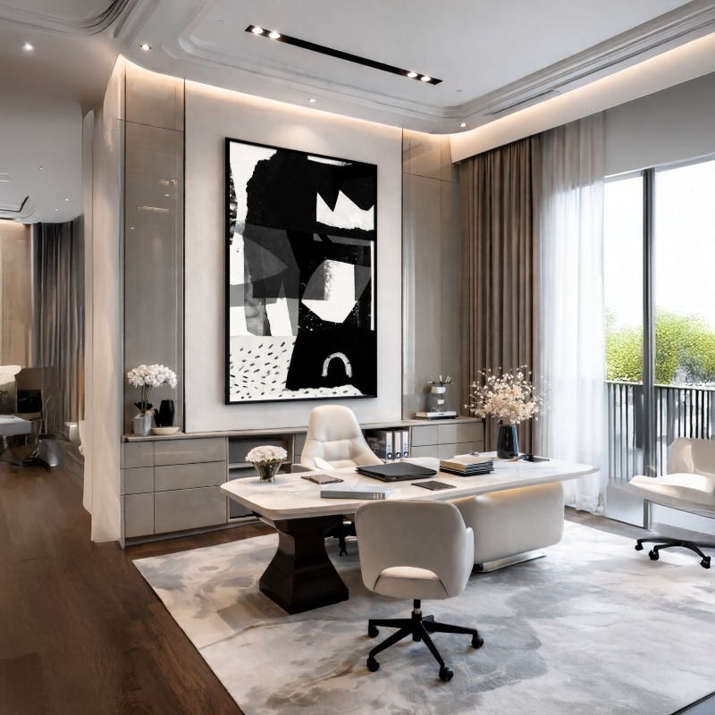 Quadro Canvas Abstrato Preto e Branco